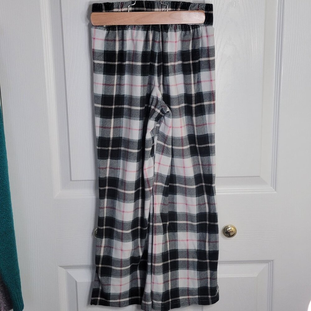 Justice Sleep Pajama Bottoms Plaid Elastic Waist White Black Red Size Small 7-8 - Picture 8 of 13